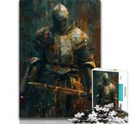 1000 Pieces Jigsaw Puzzle for Adults& Teens Medieval Knight Warrior Painting,Help The Brain Exercise Addictive Toys to Cultivate Patience Perfect Decoration 38x26cm