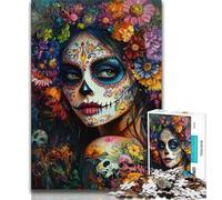 1000 Pieces Jigsaw Puzzle For Adults Teens Mexican Skull Girls Adult Jigsaw,Challenging Game Toys Wall Decoration Unique Birthday And Xmas Gifts 26x38cm