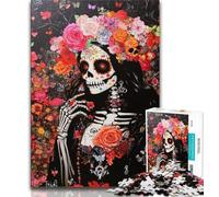 1000 Pieces Jigsaw Puzzle for Adults& Teens Mexican Skull Girls Adult Puzzles,Family Game Stress Reliever Difficult Challenge Suitable for Couples 38x26cm