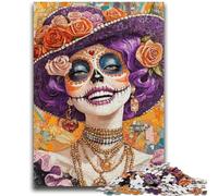 1000 Pieces Jigsaw Puzzle For Adults Teens Mexican Style Skull Girl for Age 14 Years And over Beautiful Design GameBeautiful Design Game Great Gift 26x38cm