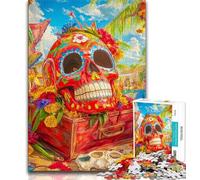 1000 Pieces Jigsaw Puzzle for Adults& Teens Mexican Style Skull Teenager Puzzles,Fun Games Wall Decoration Unique Birthday And Xmas Gifts 38x26cm