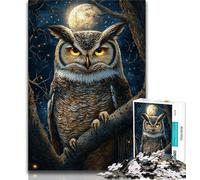 1000 Pieces Jigsaw Puzzle For Adults Teens Midnight Owl Puzzles for Teenagers,Stress Reliever Staycation Kill Time Enhance Love between Couples 26x38cm