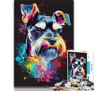 1000 Pieces Jigsaw Puzzle For Adults Teens Miniature Schnauzer DJ Neon Adult Jigsaw,Challenging Game Toys Wall Decoration Unique Birthday And Xmas Gifts 26x38cm