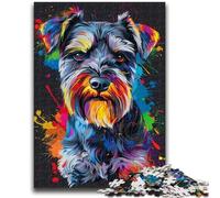 1000 Pieces Jigsaw Puzzle for Adults& Teens Miniature Schnauzer DJ Neon Teenager Puzzles,Fun Games Wall Decoration Unique Birthday And Xmas Gifts (38x26cm)