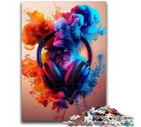 1000 Pieces Jigsaw Puzzle for Adults& Teens Modern Colorful Splash Headphones Adult Jigsaw,Educational Toys & Games for Adults And Teenagers (38x26cm)