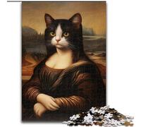 1000 Pieces Jigsaw Puzzle For Adults Teens Mona Lisa Cat, Fun Activity for Home, Rainy Days Toys, Birthday Gifts (Size 26x38cm)