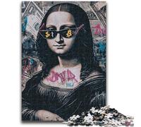 1000 Pieces Jigsaw Puzzle for Adults& Teens Mona Lisa Wearing Sunglasses Adult Jigsaw,Educational Toys & Games for Adults And Teenagers (38x26cm)