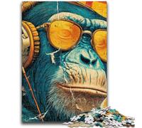 1000 Pieces Jigsaw Puzzle For Adults Teens Monkey Wearing Glasses for Age 14+ Intellectual Game Christmas Birthday Gifts 50x75cm