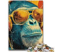 1000 Pieces Jigsaw Puzzle for Adults& Teens Monkey Wearing Glasses for Educational Game Challenge Toy Deal As Gifts for The Whole Family 26x38cm