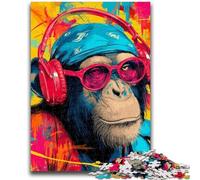 1000 Pieces Jigsaw Puzzle for Adults& Teens Monkey with Headphones Teenager Puzzles,Learning Educational Toys Family Games Unique Birthday And Gifts (50x75cm)