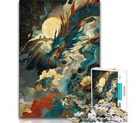 1000 Pieces Jigsaw Puzzle for Adults& Teens Mysterious Chinese Dragon,Stress Reliever Staycation Kill Time Parent-child Interaction 38x26cm