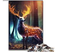 1000 Pieces Jigsaw Puzzle for Adults& Teens Mystical Deer in Forest, Learning Educational Toys Unique Home Decor And Gifts (Size 26x38cm)