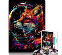 1000 Pieces Jigsaw Puzzle for Adults& Teens Neon Astronaut Fox Teenager Jigsaw,Classic Educational Games Beautiful Decoration (size 75x50cm)
