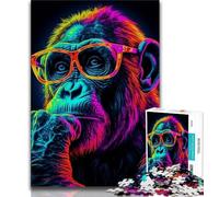 1000 Pieces Jigsaw Puzzle For Adults Teens Neon Chimpanzee,Learning Educational Toys Family Games Unique Birthday And Gifts (75x50cm)