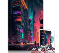 1000 Pieces Jigsaw Puzzle for Adults& Teens Neon Cities 1000 Piece Puzzle,Challenging Family Activity Games DIY Toy for Home Wall Decor Gifts (size 75x50cm)