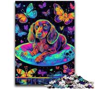 1000 Pieces Jigsaw Puzzle for Adults& Teens Neon Dachshund 1000 Piece Jigsaw,Toys Educational Games Stress Relieving Unique Birthday And Gifts (38x26cm)