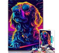 1000 Pieces Jigsaw Puzzle For Adults Teens Neon Dog Adult Jigsaw,Challenging Game Toys Wall Decoration Unique Birthday And Xmas Gifts 26x38cm