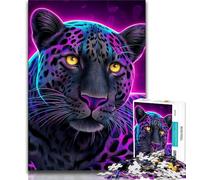 1000 Pieces Jigsaw Puzzle for Adults& Teens Neon Leopard 1000 Pieces for Adults,Birthday Present, Gifts, Wall Art for Age 14 Years Up (size 75x50cm)