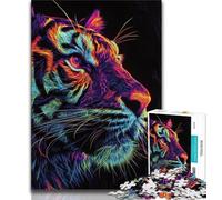 1000 Pieces Jigsaw Puzzle for Adults& Teens Neon Tiger 1000 Pieces for Adults,Birthday Present, Gifts, Wall Art for Age 14 Years Up (size 75x50cm)