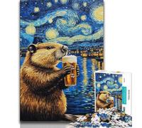1000 Pieces Jigsaw Puzzle For Adults Teens Night Sky Beer Capybara Adult Jigsaw,Family Activity Fun at Home Activities, Birthday Present,Travel Gifts (size 38x26cm)