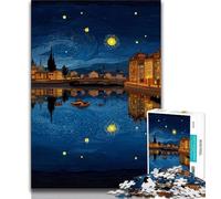 1000 Pieces Jigsaw Puzzle For Adults Teens Night Sky City Cityscape,Help The Brain Exercise Addictive Toys to Cultivate Patience Artists Collection,Fine Art 38x26cm