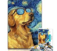 1000 Pieces Jigsaw Puzzle for Adults& Teens Night Sky Golden Retriever 1000 Pieces for Adults,Challenging Game Toys Wall Decoration Unique Birthday And Xmas Gifts 38x26cm