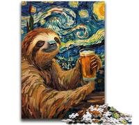 1000 Pieces Jigsaw Puzzle For Adults Teens Night Sky Sloth Drinking Learning Educational Toys Family Games Gifts for Friends And Family 26x38cm