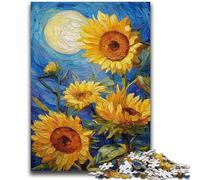 1000 Pieces Jigsaw Puzzle For Adults Teens Night Sky Sunflower Jigsaw,with Matching Poster And Trivia Sheet for And Age 14 Years Up (75x50cm)
