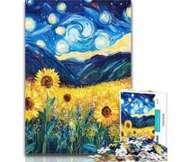 1000 Pieces Jigsaw Puzzle For Adults Teens Night Sky Sunflower Puzzles for Adults,Educational Toy Funny Family Games Unique Home Decor 26x38cm