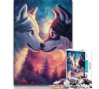 1000 Pieces Jigsaw Puzzle for Adults& Teens Night Sky Wolf,Stress Reliever Staycation Kill Time Parent-child Interaction (38x26cm)