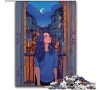 1000 Pieces Jigsaw Puzzle for Adults& Teens Night View from Balcony Stress Reliever Staycation Kill Time Perfect Decoration for Age 14+ (38x52cm) 1000pcs