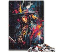 1000 Pieces Jigsaw Puzzle for Adults& Teens Ninja Samurai Oil Painting Help The Brain Exercise Addictive Toys to Cultivate Patience Gift For Birthdays 26x38cm