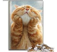 1000 Pieces Jigsaw Puzzle For Adults Teens Orange Cat Holding Face, Train Your Brain And Hands Unique Birthday And Gifts for Age 14+ (Size 50x75cm)