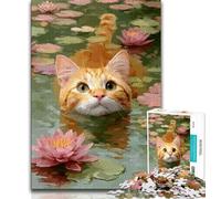 1000 Pieces Jigsaw Puzzle for Adults& Teens Orange Cat in The River 1000 Piece Jigsaw,for Educational Game Challenge Toy Deal As Gifts for The Whole Family (size 38x26cm)
