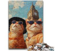 1000 Pieces Jigsaw Puzzle for Adults& Teens Orange Cat Taking Selfie Educational Game Challenge Toy Wall Decoration Unique Birthday And Xmas Gifts 26x38cm