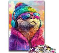 1000 Pieces Jigsaw Puzzle for Adults& Teens Otter Listening to Music for Educational Game Challenge Toy Unique Home Decor And Gifts 50x75cm