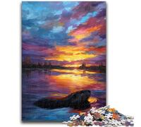 1000 Pieces Jigsaw Puzzle for Adults& Teens Otters at Sunset Stress Reliever Difficult Challenge Enhance Love between Couples 50x75cm