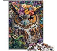 1000 Pieces Jigsaw Puzzle For Adults Teens Owl Flowers, Learning Educational Toys Unique Birthday And Gifts for Age 14+ (Size 26x38cm)