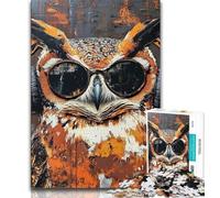 1000 Pieces Jigsaw Puzzle for Adults& Teens Owl with Headphones Jigsaw,Stress Reliever Staycation Kill Time Home Decoration Toys (size 38x26cm)
