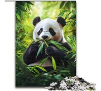 1000 Pieces Jigsaw Puzzle For Adults Teens Panda Eating Bamboo Challenging Game And Family Play with Fully Interlocking Randomly Shaped Pieces 50x75cm