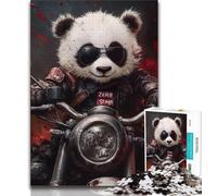 1000 Pieces Jigsaw Puzzle for Adults& Teens Panda Riding A Motorcycle Jigsaw,Stress Reliever Staycation Kill Time Home Decoration Toys (size 75x50cm)