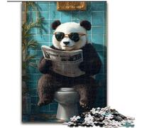 1000 Pieces Jigsaw Puzzle For Adults Teens Panda Sitting on The Toilet,Challenging Game Toys Wall Decoration Unique Birthday And Xmas Gifts 50X75CM