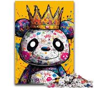 1000 Pieces Jigsaw Puzzle for Adults& Teens Panda Wearing Crown Stress Reliever Difficult Challenge Enhance Love between Couples 50x75cm