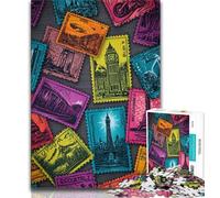 1000 Pieces Jigsaw Puzzle For Adults Teens Paris Stamps,Help The Brain Exercise Addictive Toys to Cultivate Patience Wall Decoration (75x50cm)