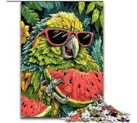 1000 Pieces Jigsaw Puzzle for Adults& Teens Parrot Eating Watermelon, Decompressing Intellectual Educational Toy Birthday Present, Gifts, Wall Art (Size 50x75cm)