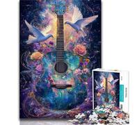 1000 Pieces Jigsaw Puzzle For Adults Teens Peace Guitar,Stress Reliever Difficult Challenge Every Piece Is Unique - Challenging Family Fun Game 38x26cm