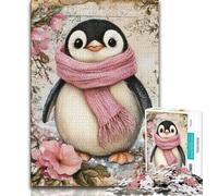 1000 Pieces Jigsaw Puzzle For Adults Teens Penguin Wearing A Scarf,Educational Games Home Decoration Educational Game for Birthday,Chrismas (38x26cm)