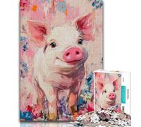 1000 Pieces Jigsaw Puzzle for Adults& Teens Pig Oil Painting Teenager Puzzles,Learning Educational Toys Family Games Unique Birthday And Gifts 75x50cm