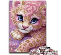1000 Pieces Jigsaw Puzzle for Adults& Teens Pink Leopard Help The Brain Exercise Addictive Toys to Cultivate Patience Gift For Birthdays 26x38cm