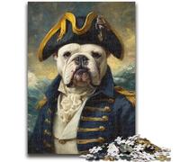 1000 Pieces Jigsaw Puzzle For Adults Teens Pirate Captain French Bulldog Stress Reliever Staycation Kill Time with Matching Poster And Trivia Sheet 26x38cm